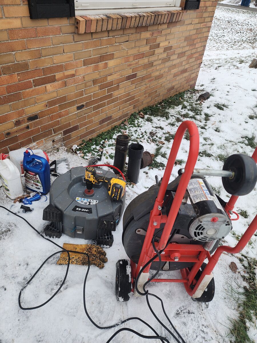 Drain machines set up for a main line job