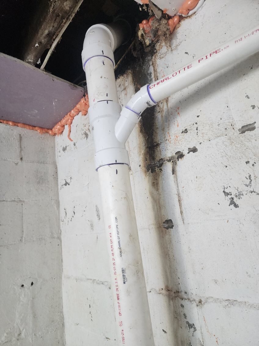 New PVC drain and vent lines